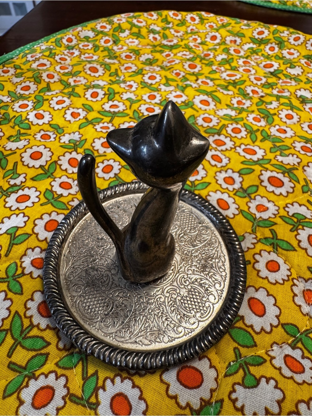 70s Vintage Silverplate Cat Ring Holder - Picture 3 of 5